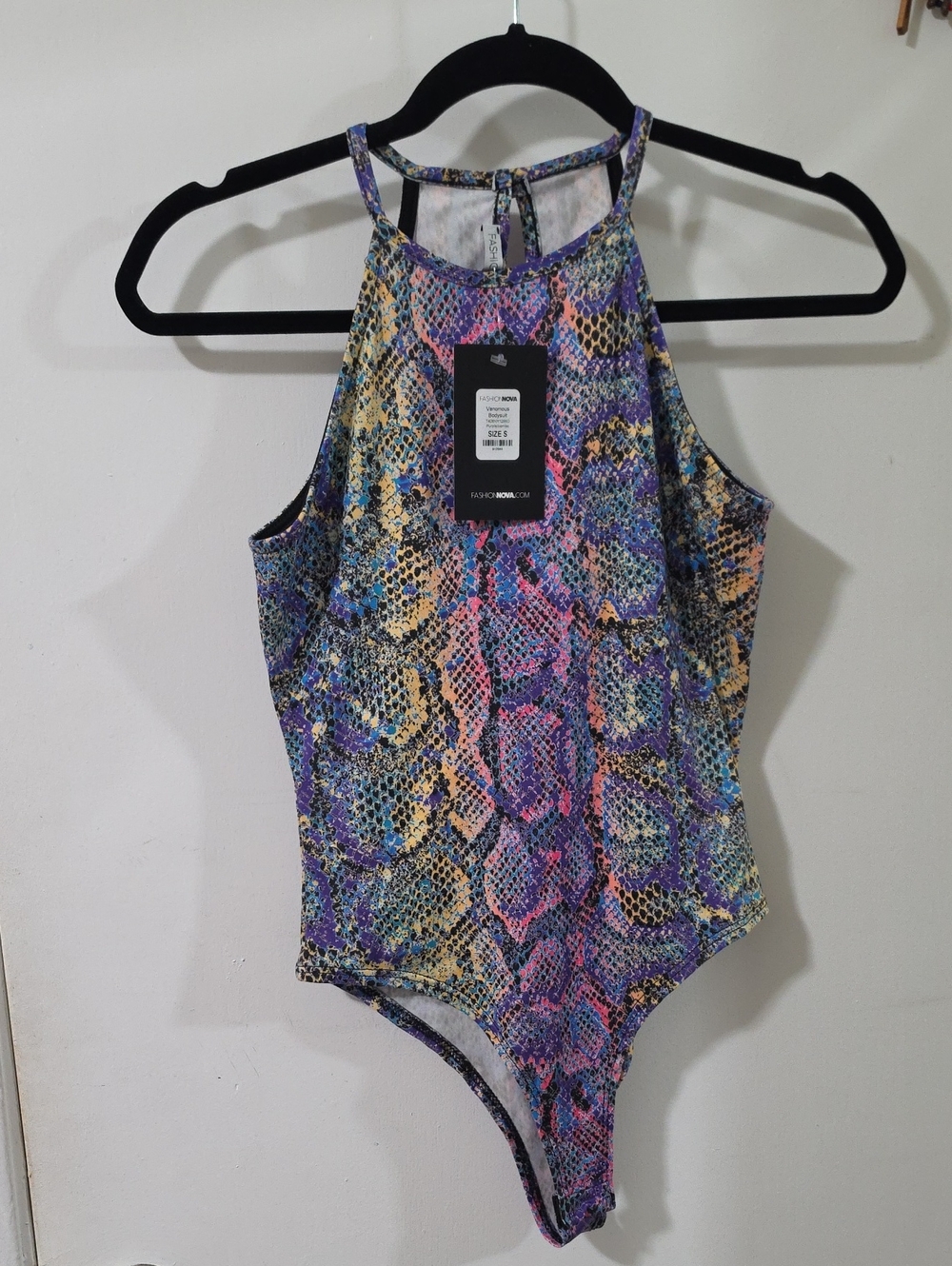 Womans Bodysuit Multicolor Snake-Print